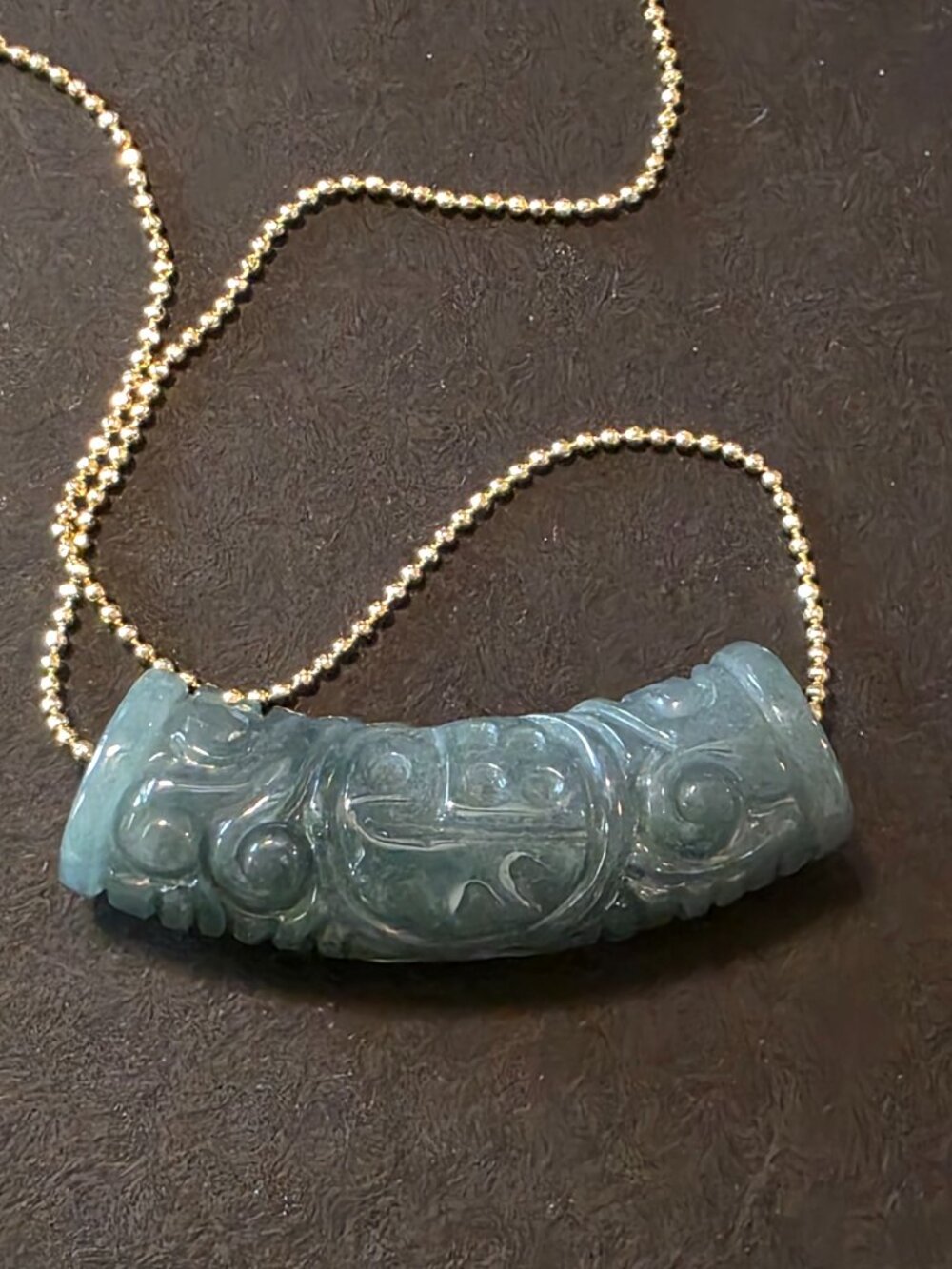 Natural Blue Water Jade Arc pendant